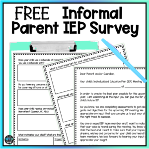 Free Special Education Informal IEP Meeting Parent Input Survey Questionnaire